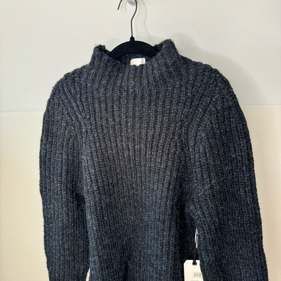 Leith Mock Neck Gray Chunky Knit Heavy Weight Pullover Sweater Long Sleeve - Picture 4 of 10